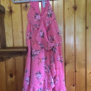 Almost Famous Pink Floral Ruffle Summer Dress
